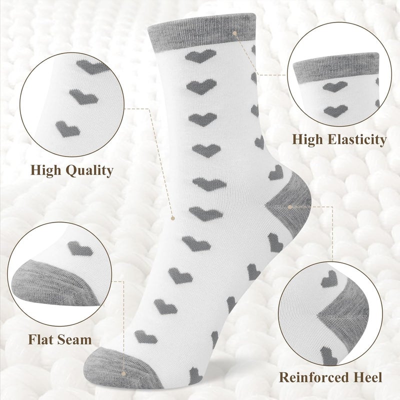 Socksfad Store 6 Pairs Cotton Crew Socks for Women, Breathable Novelty Funny Striped Dot Casual Cute Calf Socks Size 6-12 - Image 3